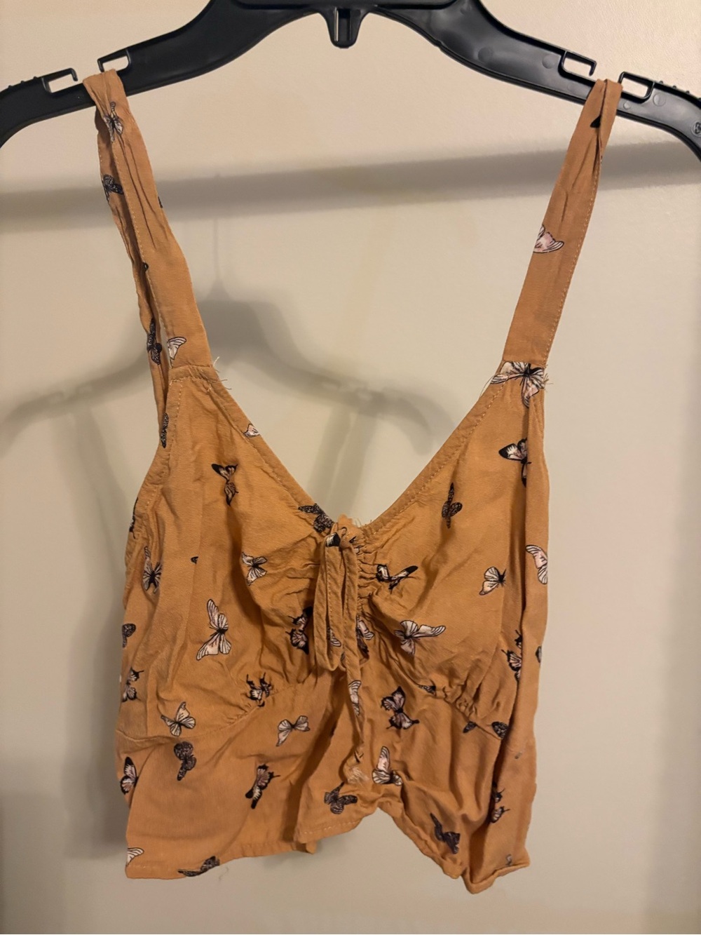 Self Esteem Mustard Butterfly Tie-Front Cami
